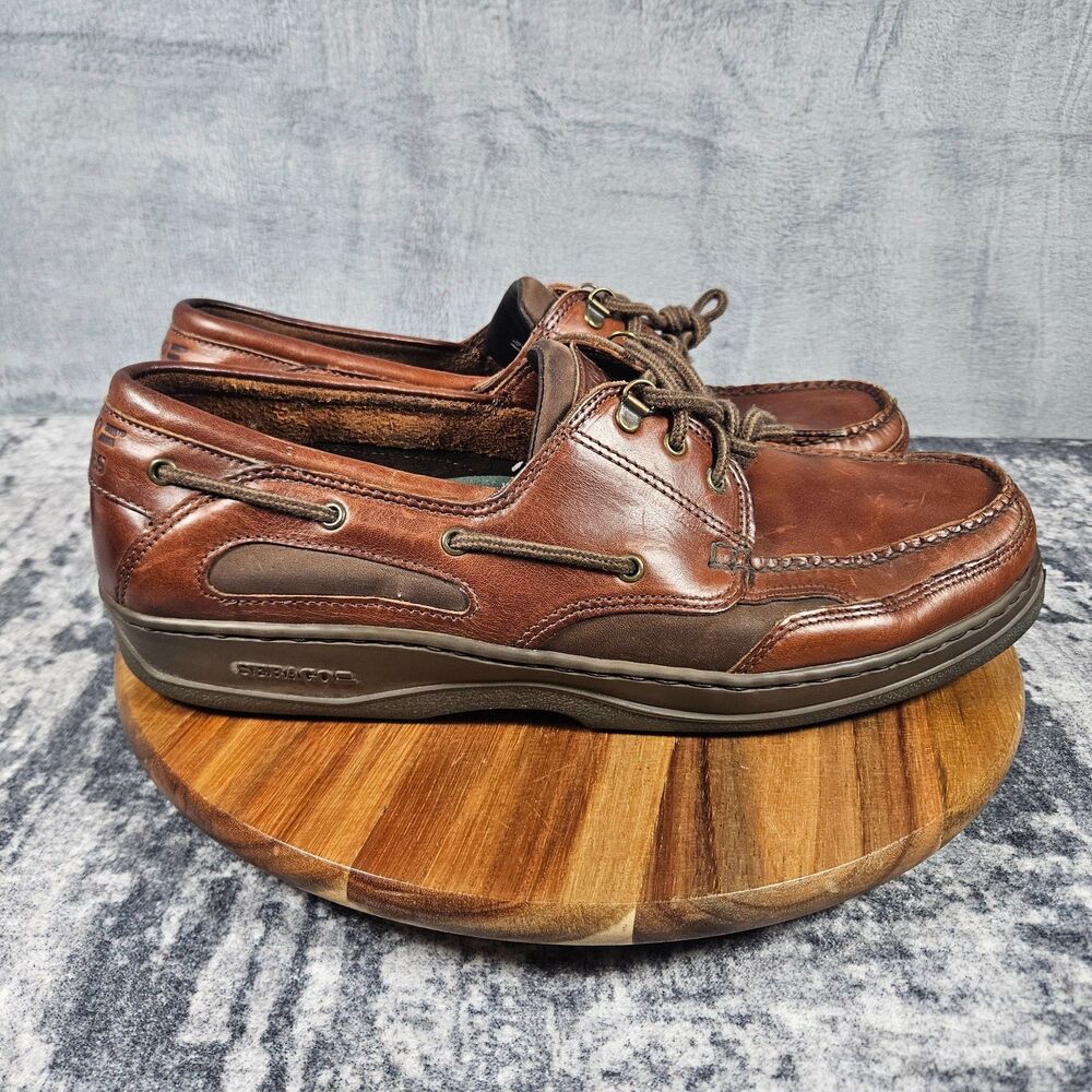 Sebago Clovehitch II Deck Boat Shoes Mens 14 W Brown Leather Moc Toe Casual